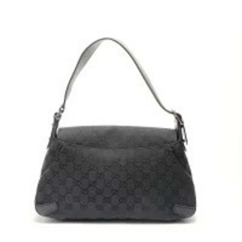 Gucci Horsebit Hobo GG Canvas Shoulder Bag Black